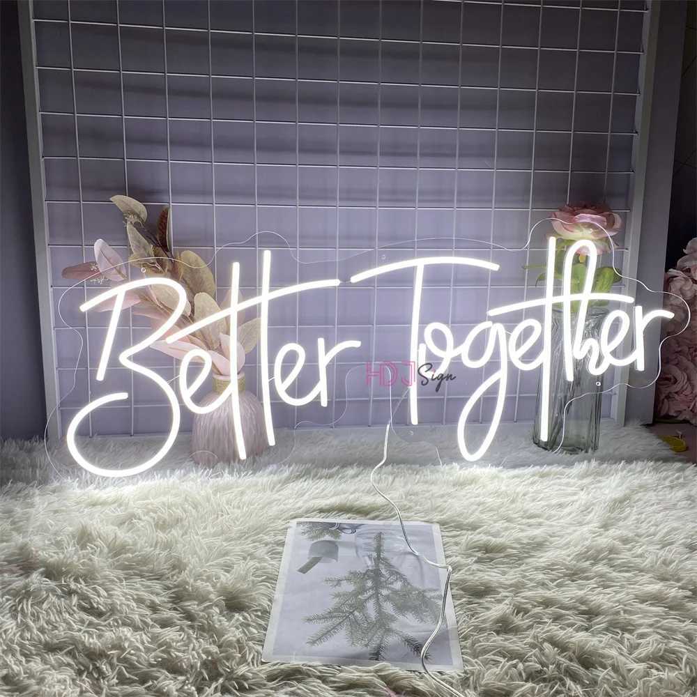 Better Together Neon LED Sign Bedroom Wedding Birthday Decoration Night Lights USB Boardsign Sign Room Wall Party Decor W250526