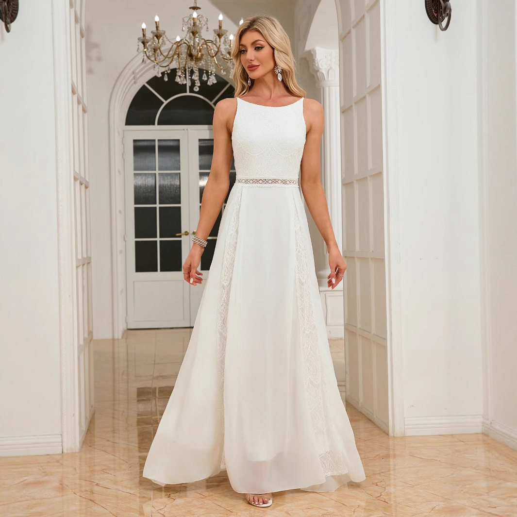 New long dress mesh dress bridesmaid dress elegant dress chiffon long dress