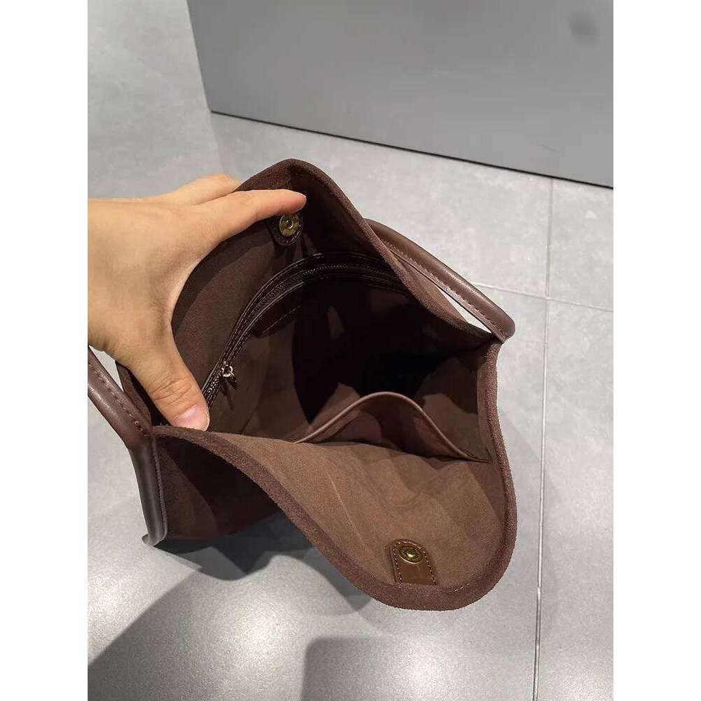 Vintage Casual Tote Handbag Women Genuine Leather Soft Suede Cowskin Single Shoulder Bags Ladies Large Capacity Armpit Bag