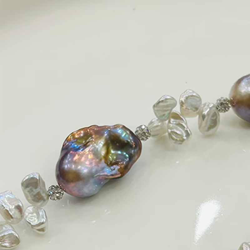 Ladys Elegant Baroque Pearl Necklaces - Thicker Design with Dainty Pearls for a Classic Look