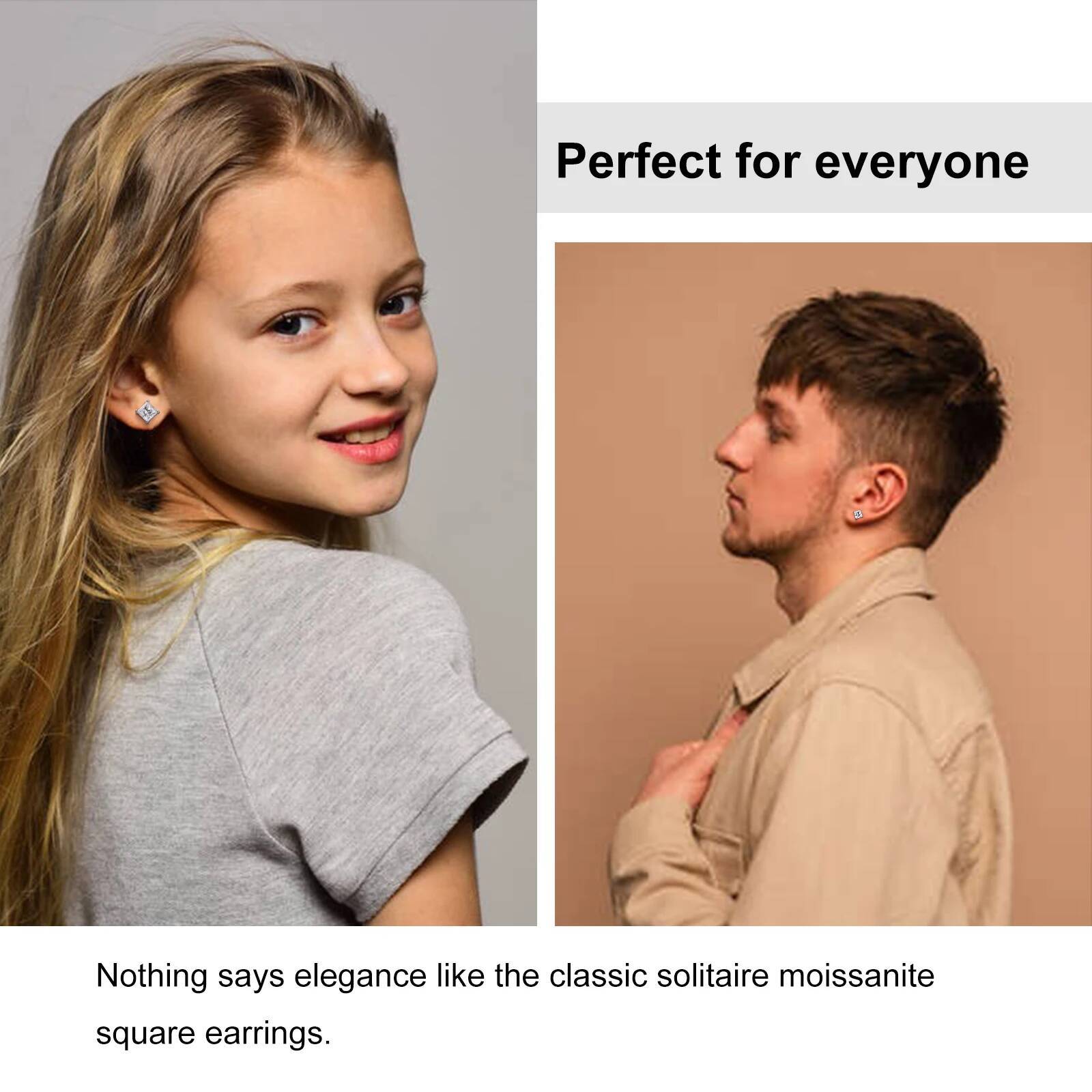 Princess Cut 1-2.4 Ct Moissanite Earrings for Women Men Sterling Sier Sparkling Dia Ear Studs Fine Party Jewelry Gifts