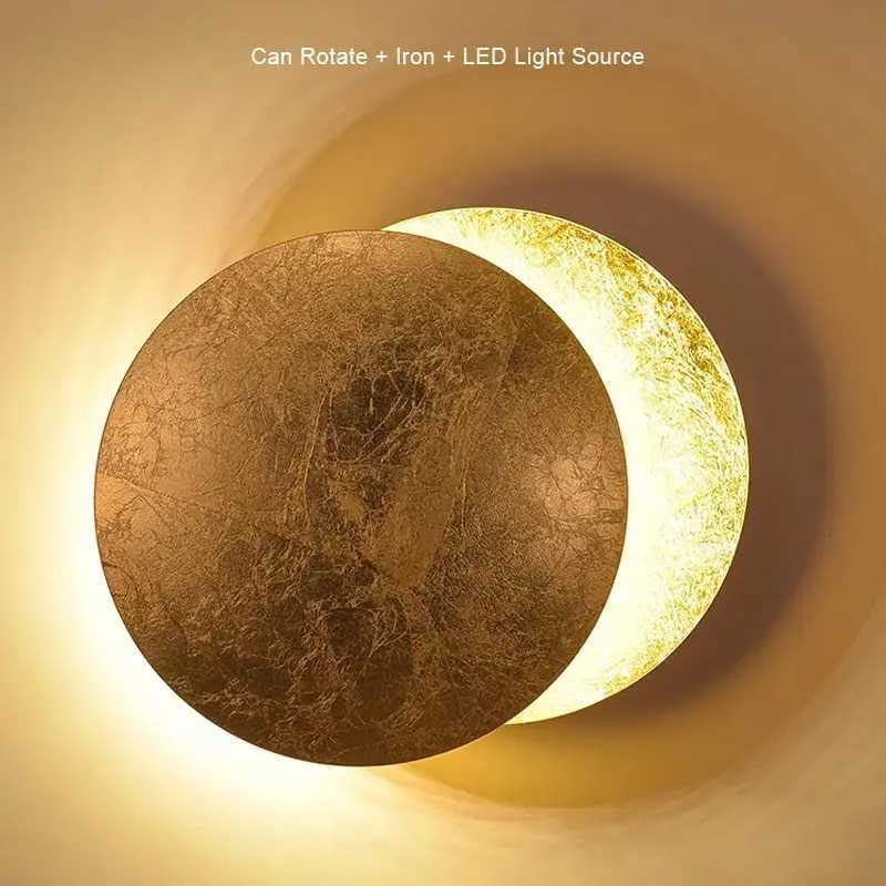 Modern LED Wall Lamp for Bathroom Mirror Bedside Bedroom Corridor Rotatable Black Gold Texture Designer Wall SconceXJ250526