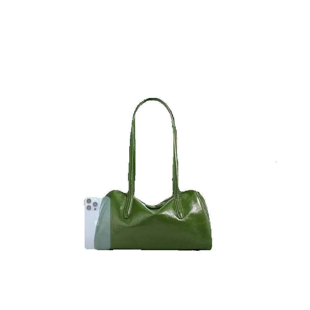 Designer Luxury Designer Luxury Motingsome Green Bags Retro Women Bag Oil Wax Cowhide Leather Handbag Vintage Boston Pillow Lady Daily Purses 2024
