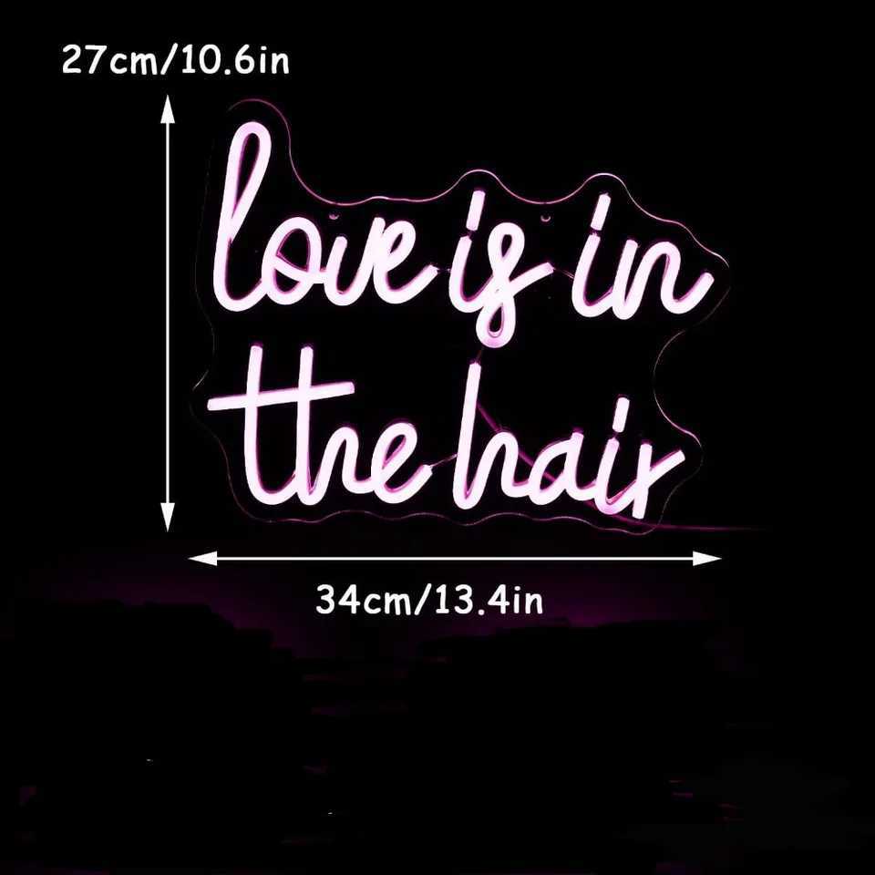 One Piece Love in Hair Neon Adjustable Pink Letter Neon Hair Salon Sign LED Neon Barber Shop Beauty Salon Decoration W250526