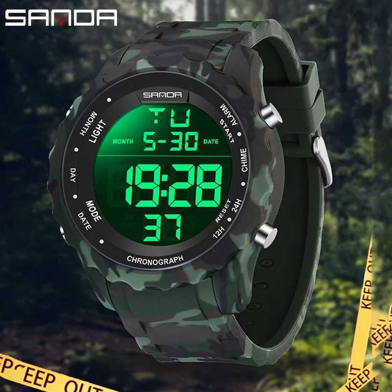 SANDA Top Brand G Style Camouflage Military LED Digital Watch Men Waterproof Clock Outdoor Sport Watches Male Electronic Watch M250526