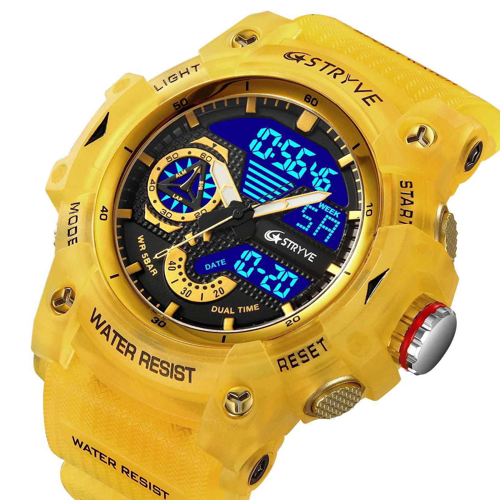 STRYVE Electronic Fashion Mens Sport Watches Shock Resistant 50M Waterproof Wristwatch LED Alarm Stopwatch Clock Men 8029 M250526