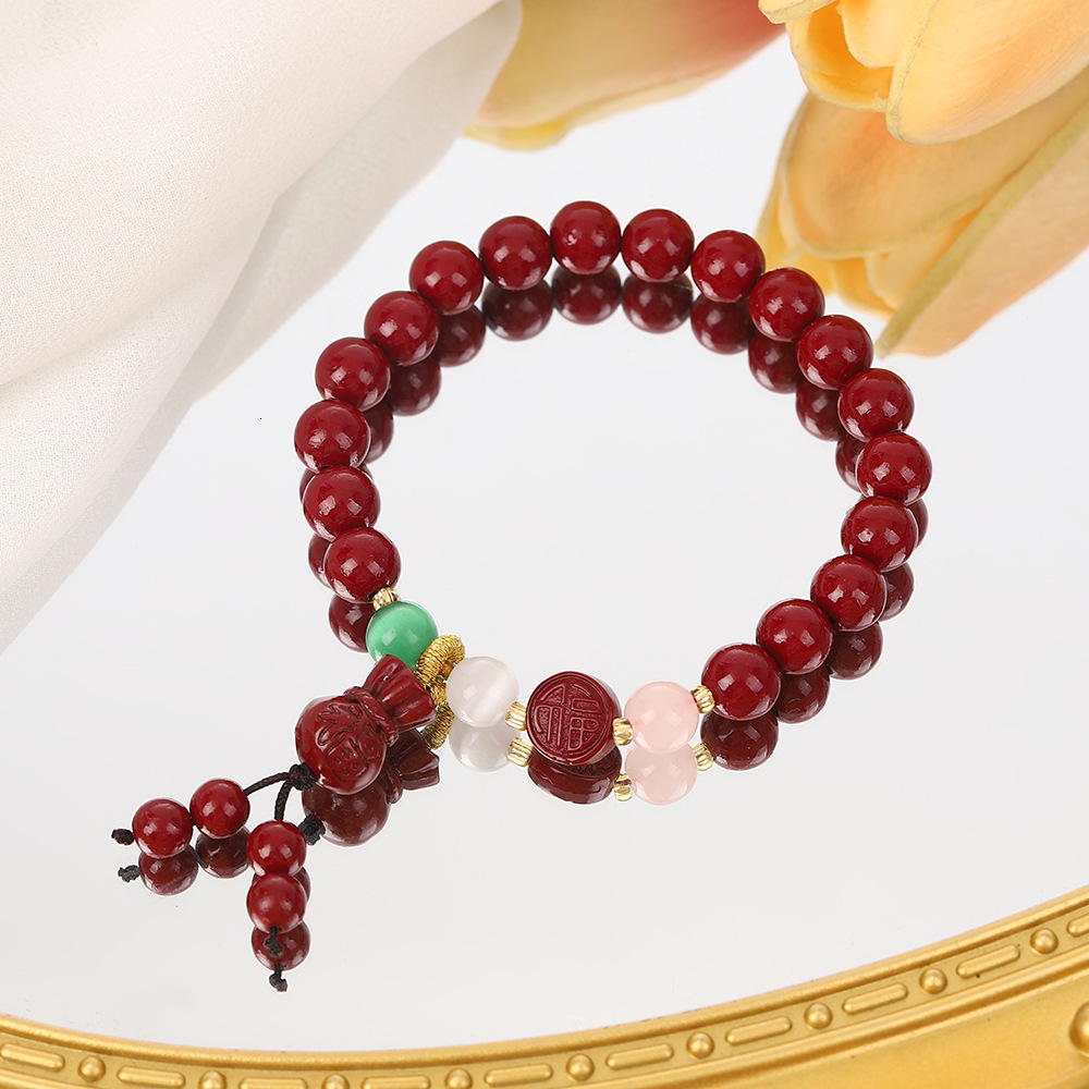 Purple clay bracelet, style gold swallowing beast, cinnabar colored for girls, Chinese style, zodiac year, Pixiu transport bracelet