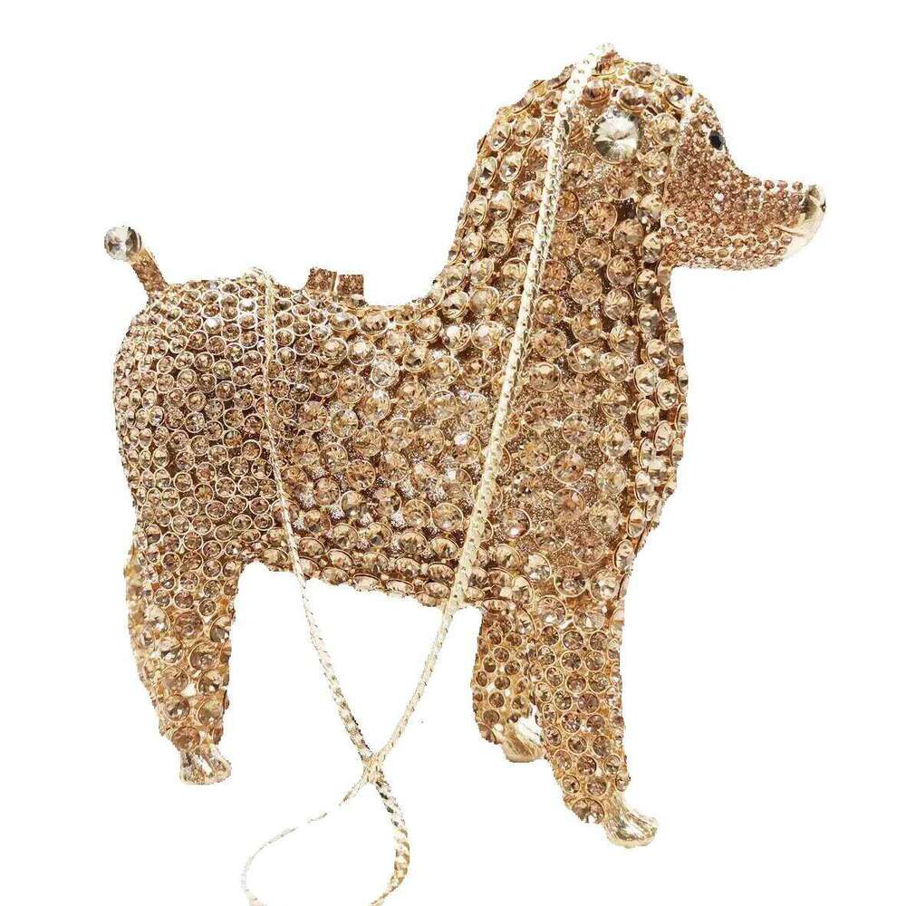 Designer Luxury Designer Luxury Poodles Designer Animal Crystal Clutch Evening Bags Lovely Golden Dog Wedding Women Party Purse Day Clutches Sm97