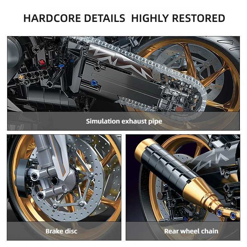 TOYLINX Alloy Motorcycle Desktop Decorations 2045PCS Racing Building Block Model Kid Toys Christmas Easter Festive Gift Giving M250629