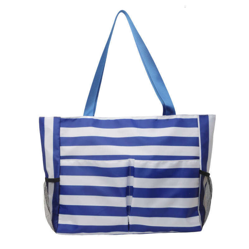 Beach 2025 Summer Shoulder Literary Fresh Striped Canvas Tote Bag Large Capacity Handbag
