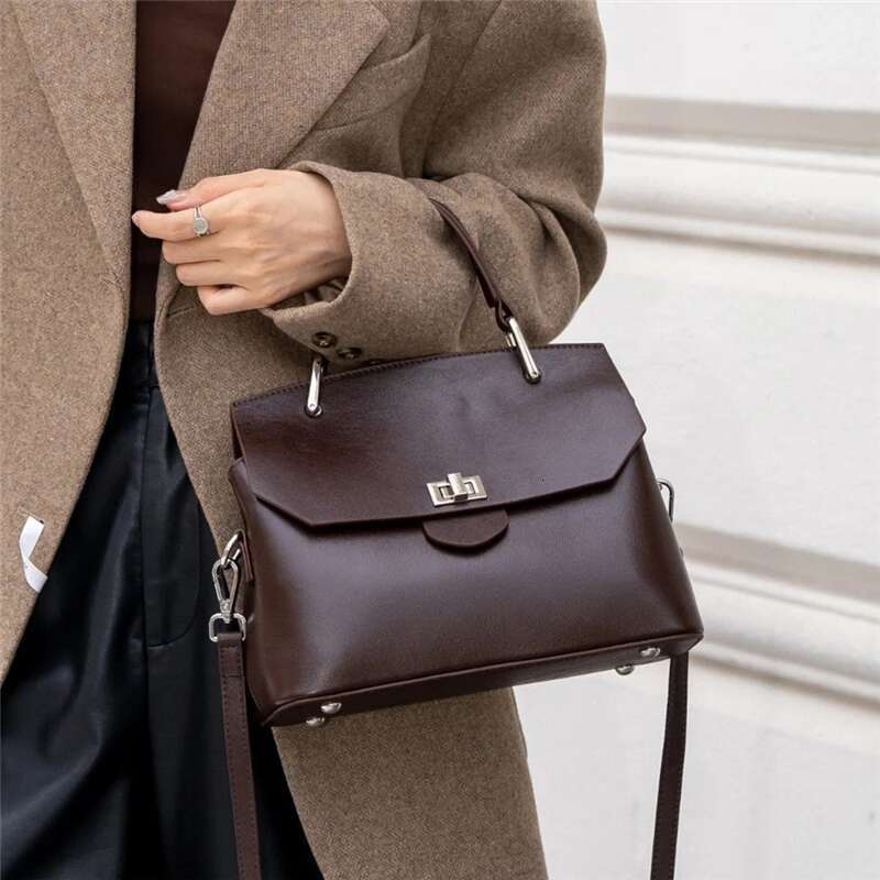 Toptrends Cowhide Genuine Leather Shoulder Bags For Women New Designer Crossbody Purses Satchel Tote Ladies Handbags bag