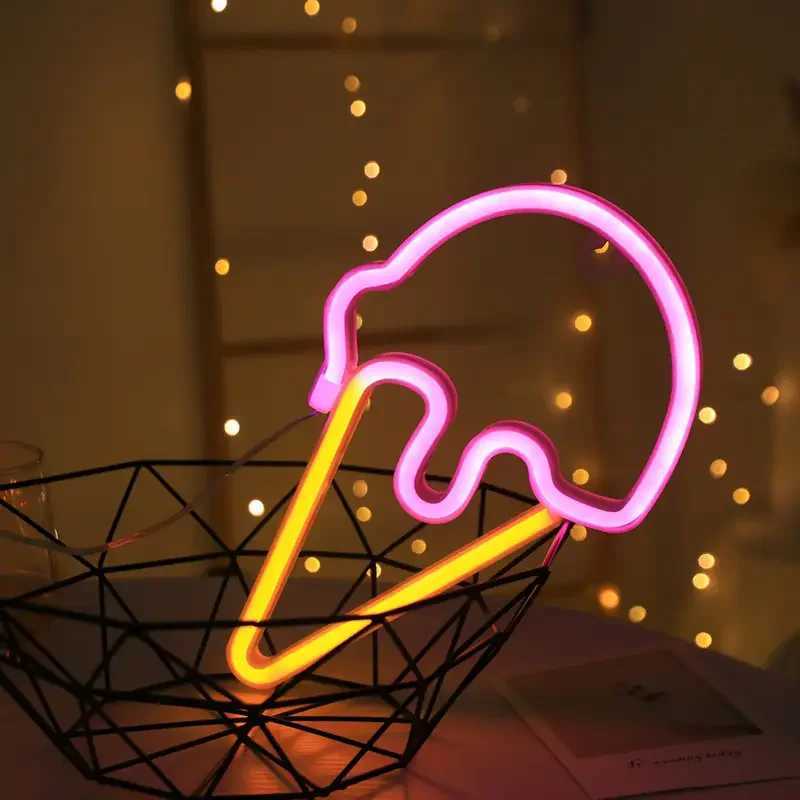 Ice Cream LED Neon Sign Clouds Night Light Battery/USB Operated for Childrens Room Party Birthday Home Bar Gift Decoration W250526