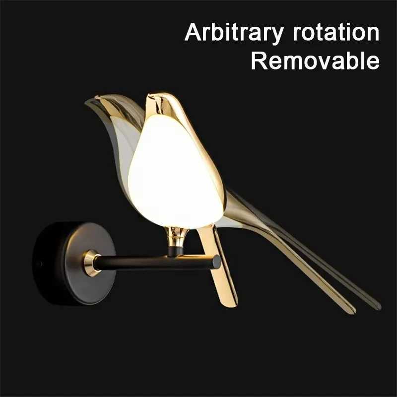 Nordic Golden Bird LED Wall Lights Parlor Bar Creative Wall Lamps Novelty Sconces Bedroom Bedside Lamp Living Room DecorationXJ250526