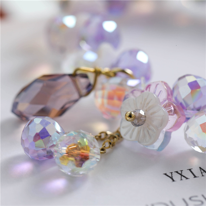 Summer Cool Crystal Bracelet Fashionable Women's Style Copper Accessories Pendant Elastic Adjustable Shell Fresh Handmade