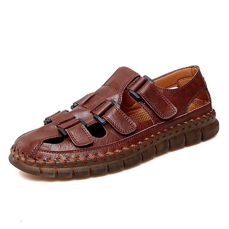 Summer Leather Men Sandals Fashion Breathable Casual Shoes Soft Bottom Outdoor Beach Roman Slippers Big Size 47 250523BJ - view 1