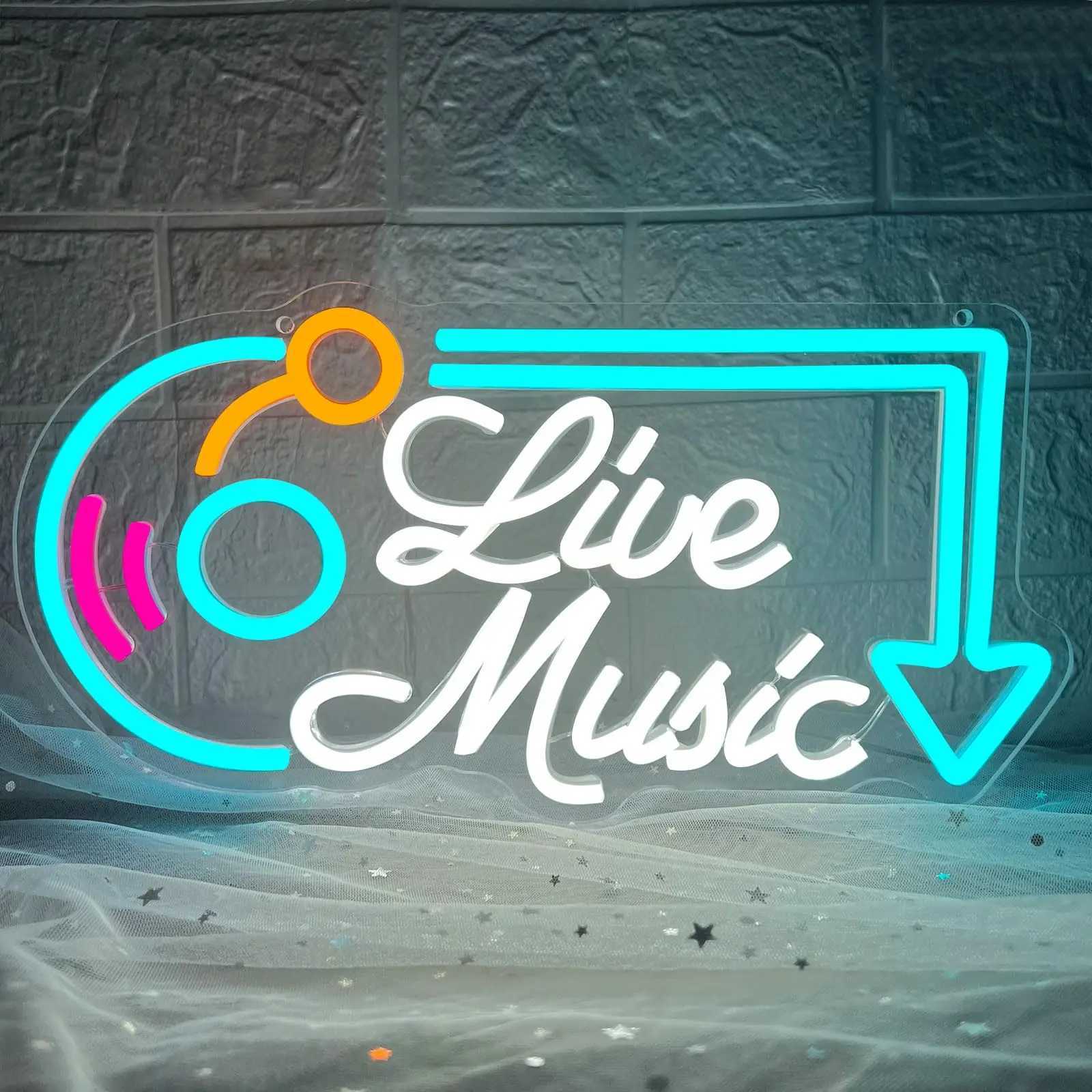 Live Music Neon Signs Rock and Roll LED Lights In Room Decoration For Home Bars Music Club KTV Party Light Up Sign W250526