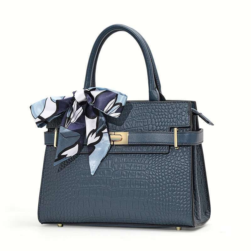 Aidrani Genuine leather crocodile pattern handbag large capacity women s bag square cowhide shoulder