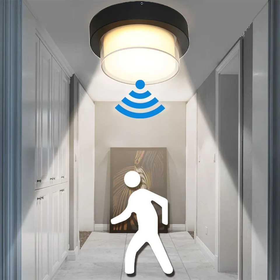 6W 12W Indoor Outdoor Waterproof IP66 LED Wall Light Radar Motion Sensor Porch Wall Lamp Home Sconce Decoration LightingXJ250526