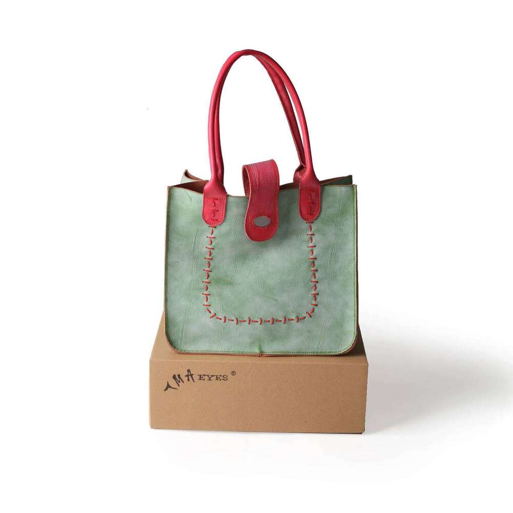 Women's Bags Designer Brand Genuine Leather Handsewn Solid Color Minimalist Handbag