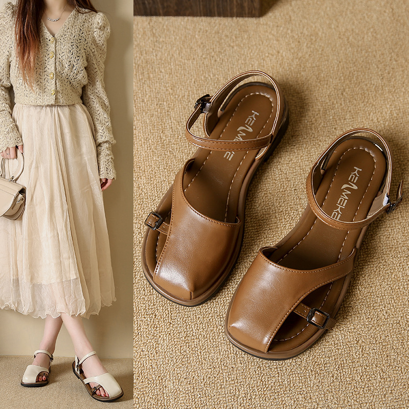 Baotou Sandals Women S Casual Shoes Summer New Korean Edition Forest Fairy Style Casual Soft Flat Roman Shoes Ddmysaturn