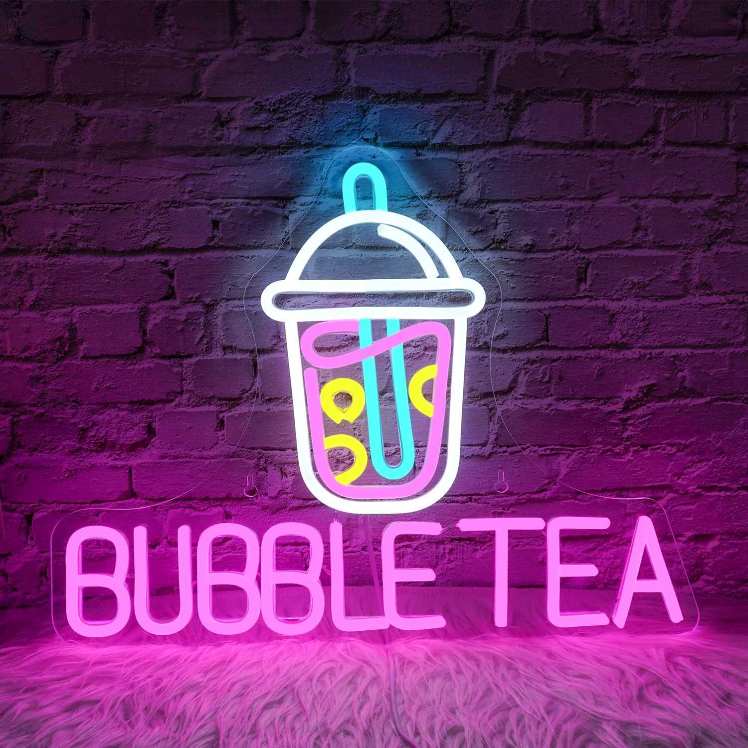 Bubble Tea Neon Signs For Wall Decor Milk Tea Room Decoration Boba Drink LED Lights Dessert Shop Bar Club Welcome Sign USB Lamp W250526