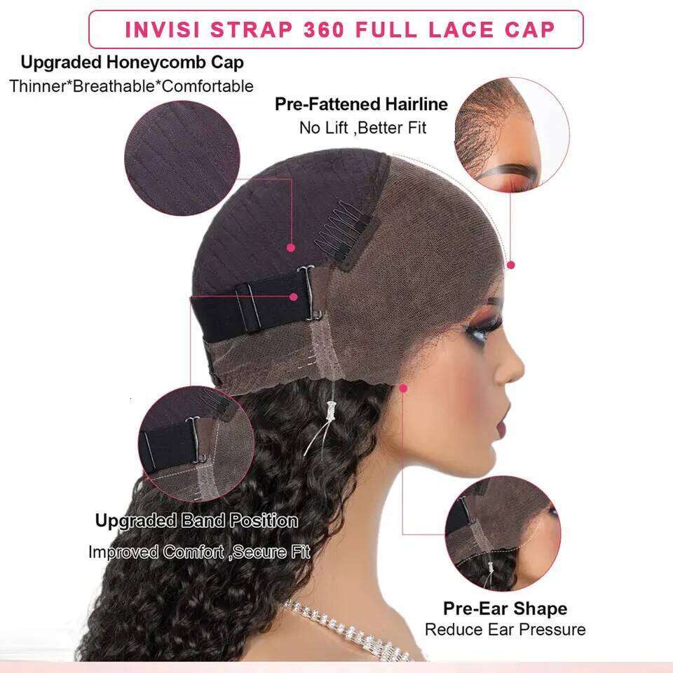 Body Wave Invisi Strap 360 Full Human Hair 5x5 Glueless Pull Go Wigs with Elastic Drawstring 13x6 HD Lace Frontal Wig