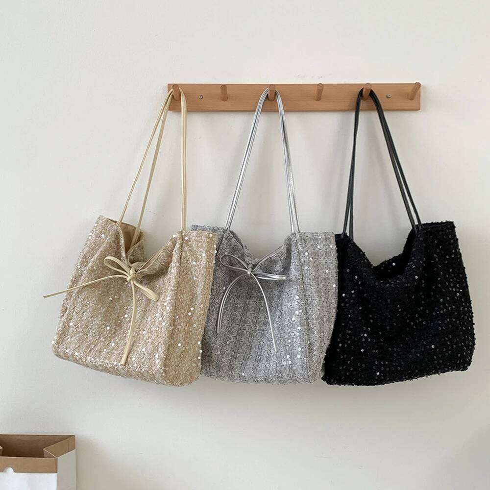 Blingbling Glitter Tote Women Large Capacity Sequins Shoulder Bags 2025 New Trendy Underarm Bag Casual Versatile Totes Pack