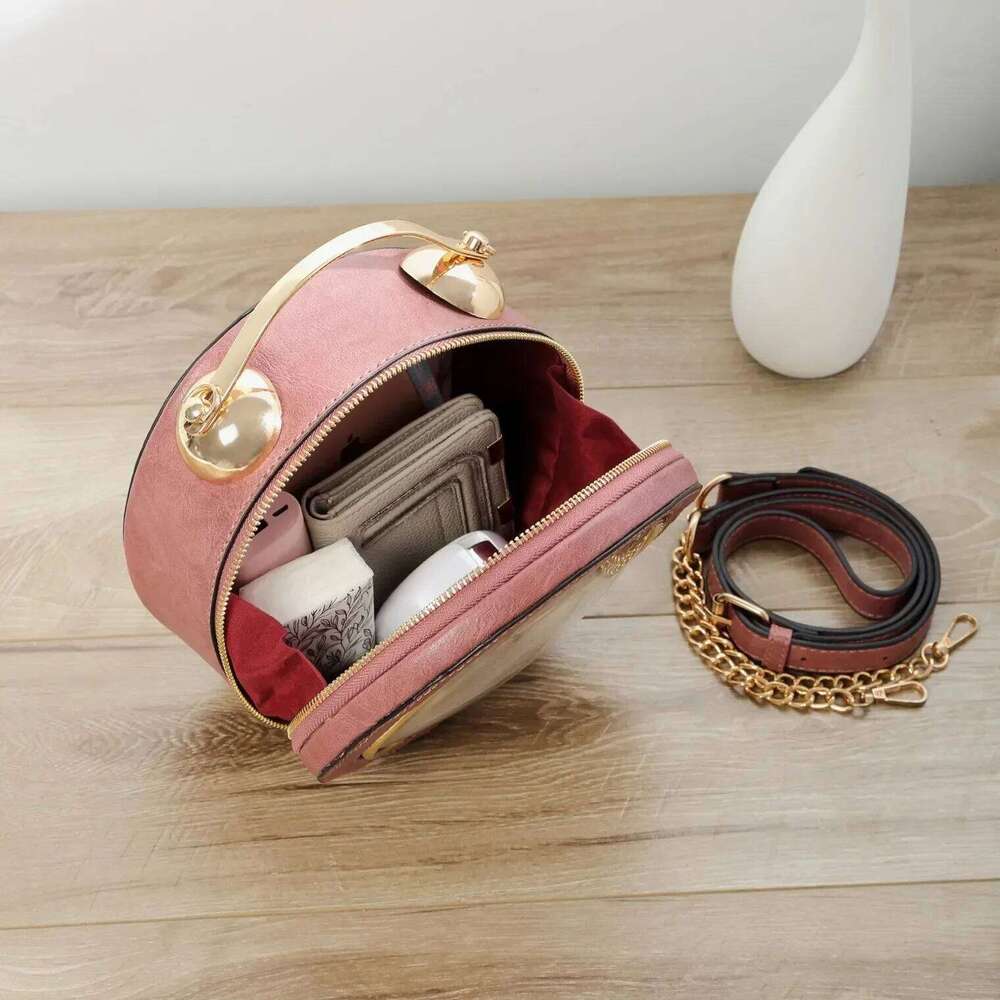 Women's Bags Designer Fashionable, Creative, Personalized, Three-Dimensional Clock Handbag, Retro Unique Circular Shoulder Bag