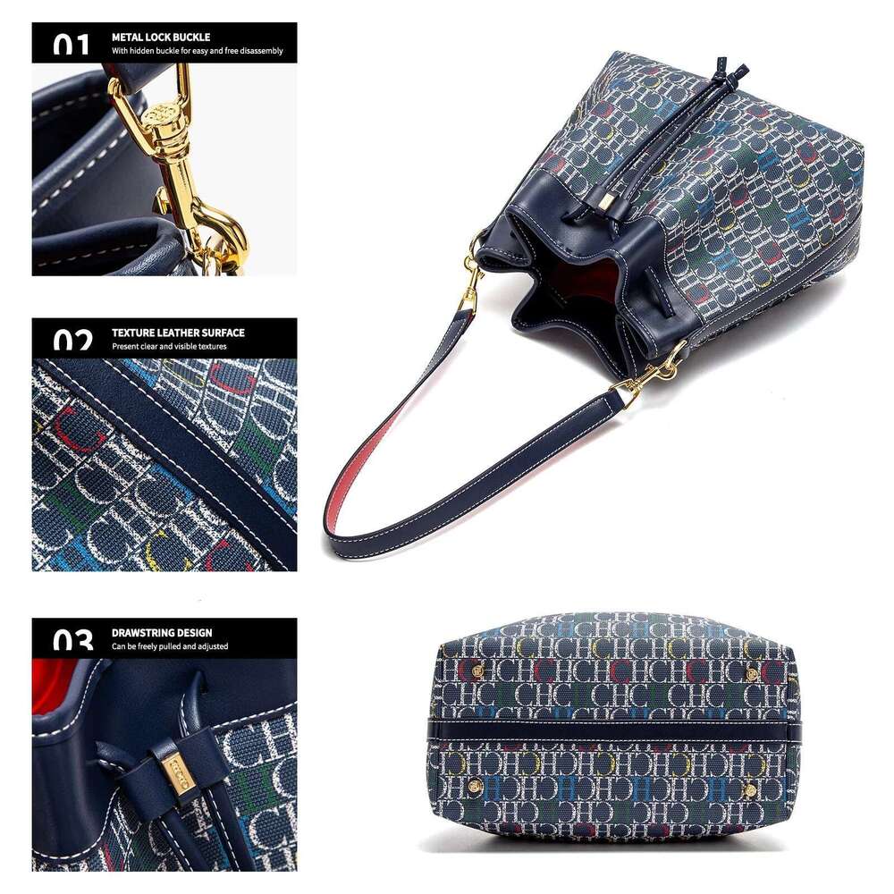 Fashionable New Large Capacity Women s Crossbody Retro Drawstring Letter Design Shoulder Bag bag