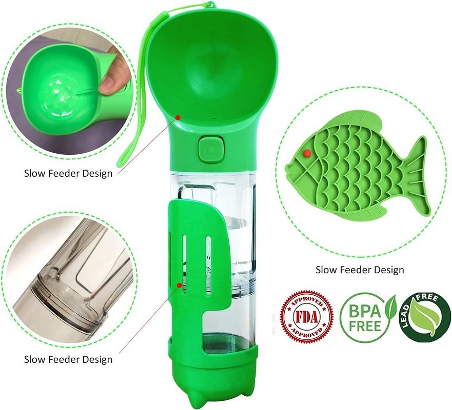 3-in-1 Pet Dog Travel 300/500ml Water Drinker Food Feeder Dispenser Outdoor Detachable Portable Bowl Poop Shovel Garbage Bag Storage