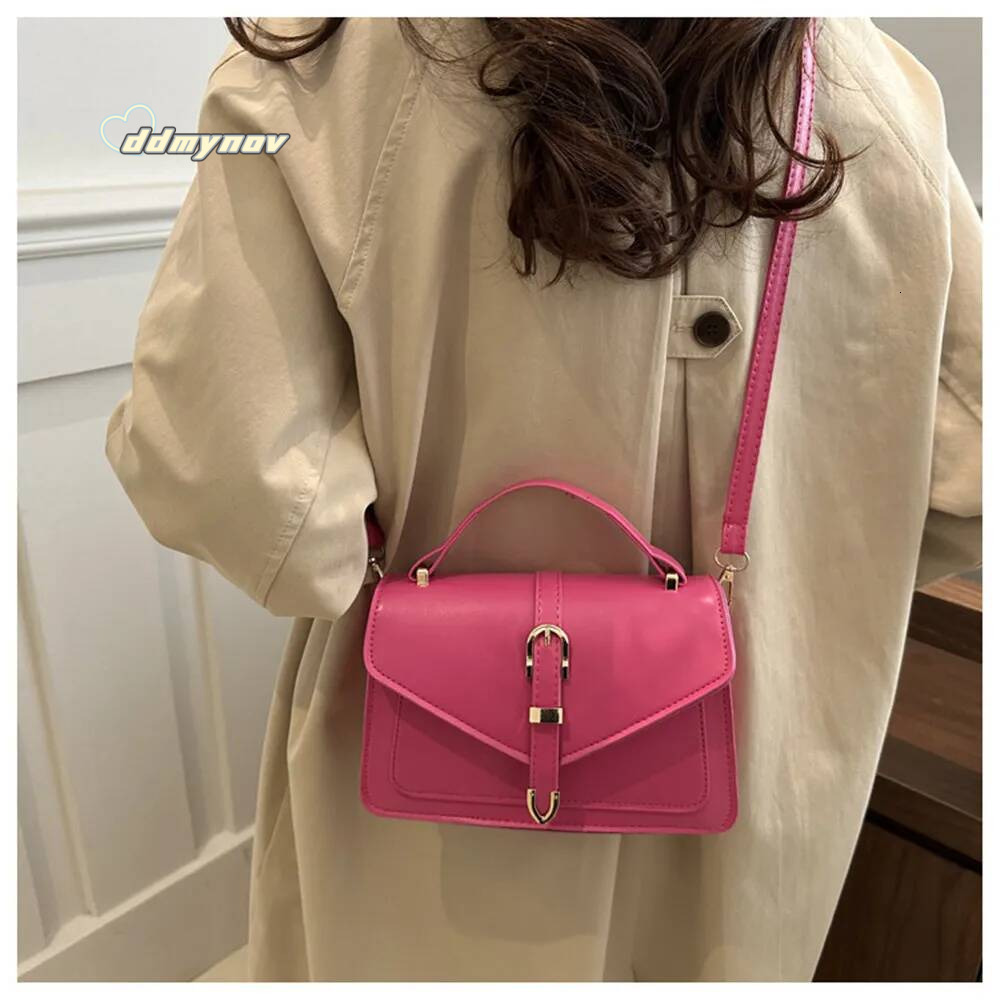 New Fashion Sling Shoulder Bag PU Top Handle Messenger Handbags Simple Solid Color Belt Buckle Commuter Crossbody Bags For Women ddmynov