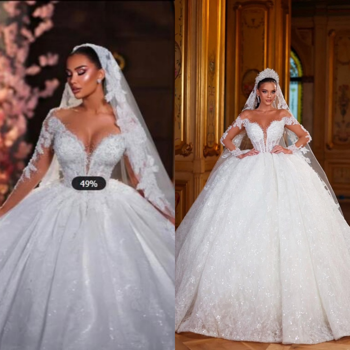 Modest Off The Shoulder Wedding Dress Ball Gown Elegant Appliques Lace Bridal Dress Customized Beads Sequined vestidos de novia