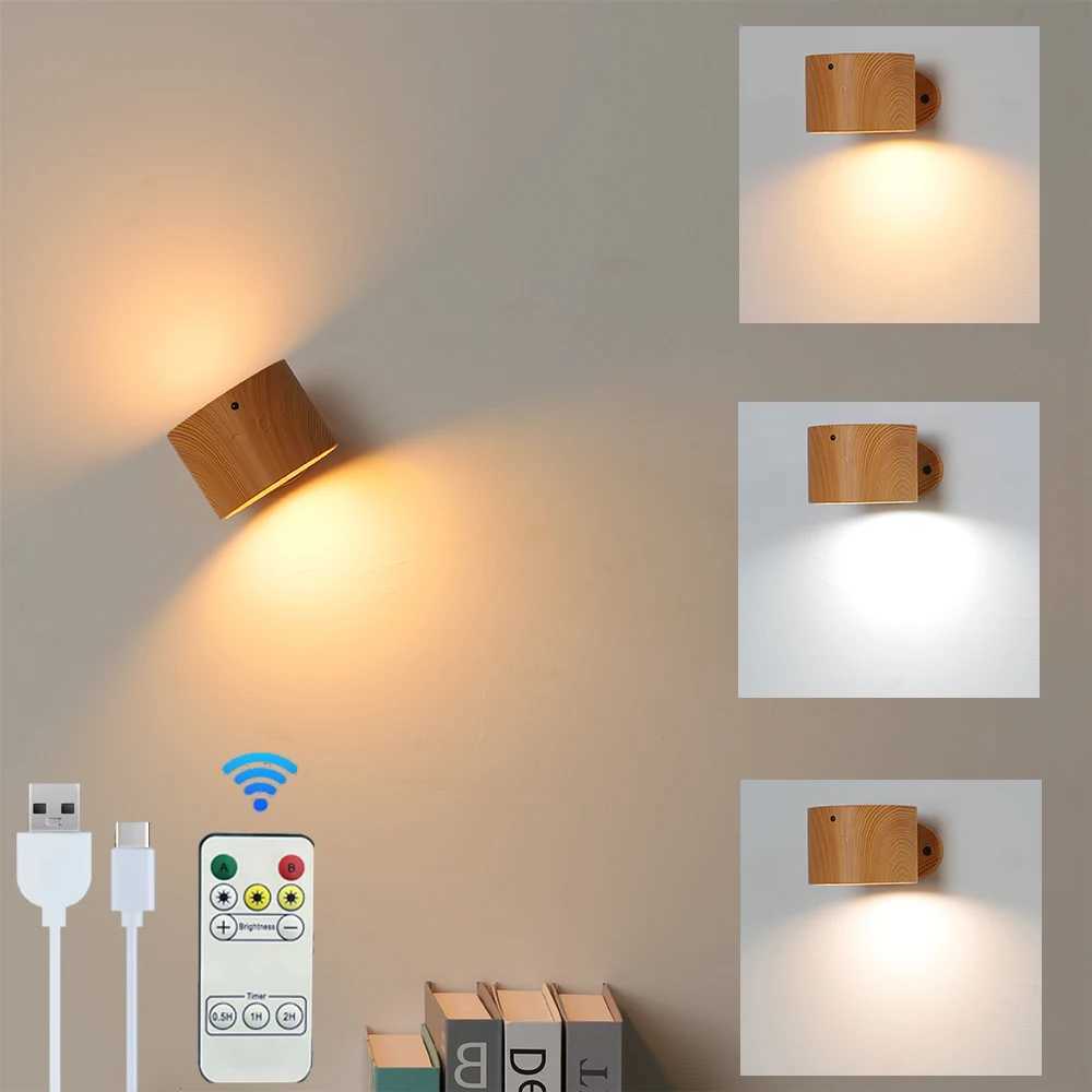 LED Double Head Wall Lamp Touch Control Remote 360 Rotatable USB Recharge Portable Night Light For Bedroom Lamp Decor SconcesXJ250526