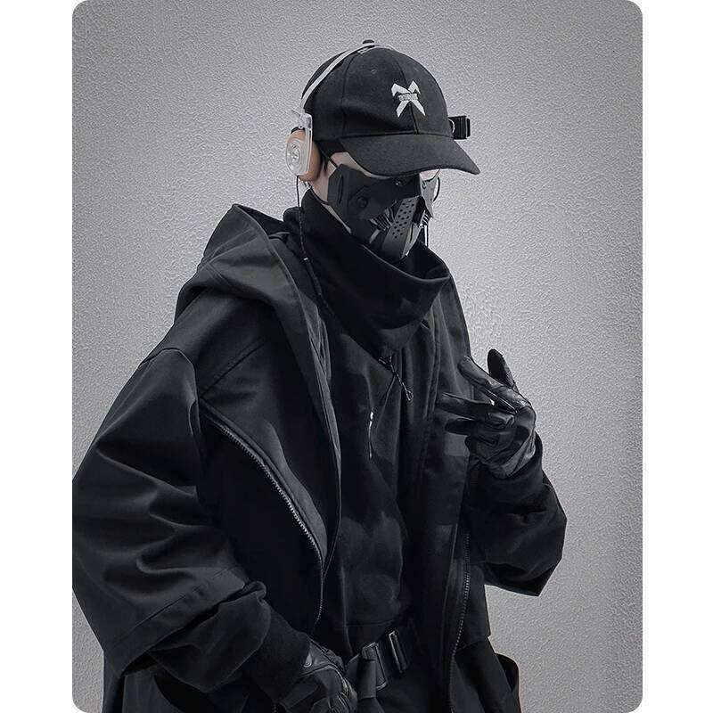 Unisex High Street Spring Functional Academy Style Mid Sleeved Trench Coat Casual Hooded Length Jacket Men'S clothing