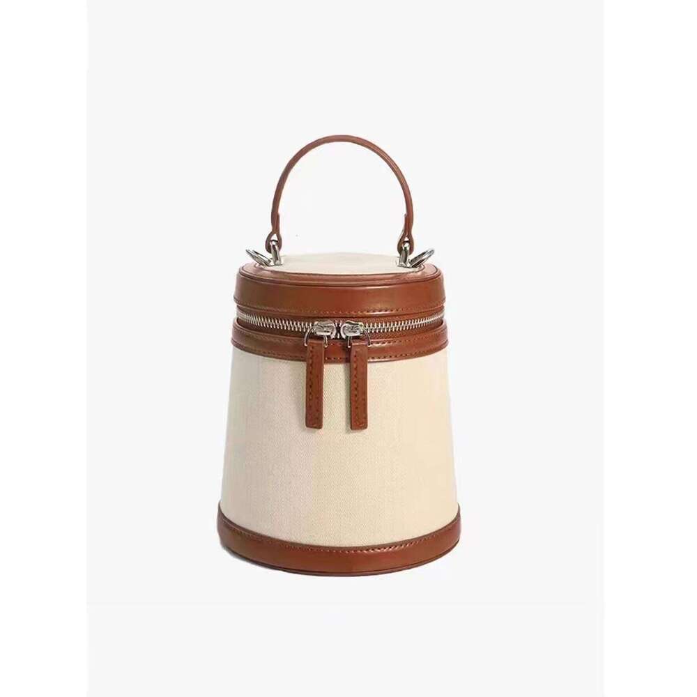 Women's Bags Designer Fashion Women's Spring And Summer New Cylinder Color Box Shape Single Shoulder Oblique Canvas Bucket Bag