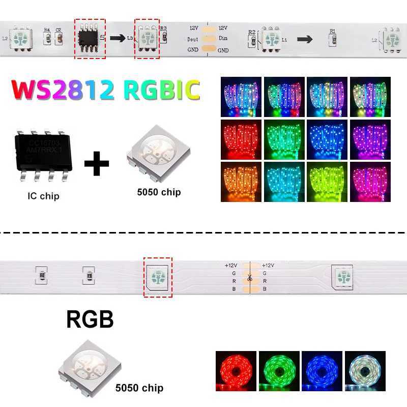 WS2812 Dream LED Strip Lights APP Control Tape Full Set With Power Supply+remote RGB Smart LED Light Bedroom Decoration W250526