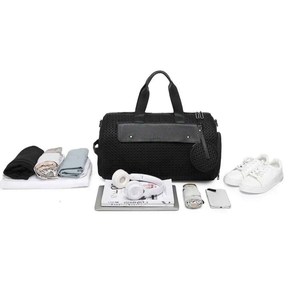 Women's Bags Designer Ladies' Fashionable Casual Nylon Mesh Travel Tote Bag With Large Capacity Shoe Compartment, Fiess And Sports Handbag