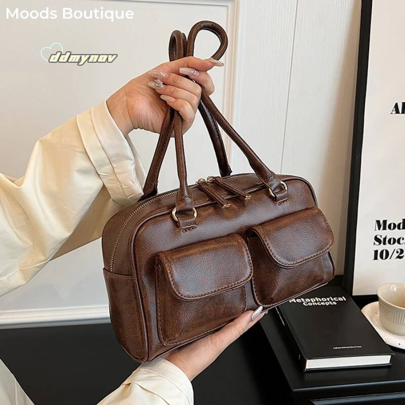 Commuter Shoulder Bags For Women Retro Multi Pockets Big Capacity Underarm Boston Pillow Bag 2024 Designer Handbags ddmynov