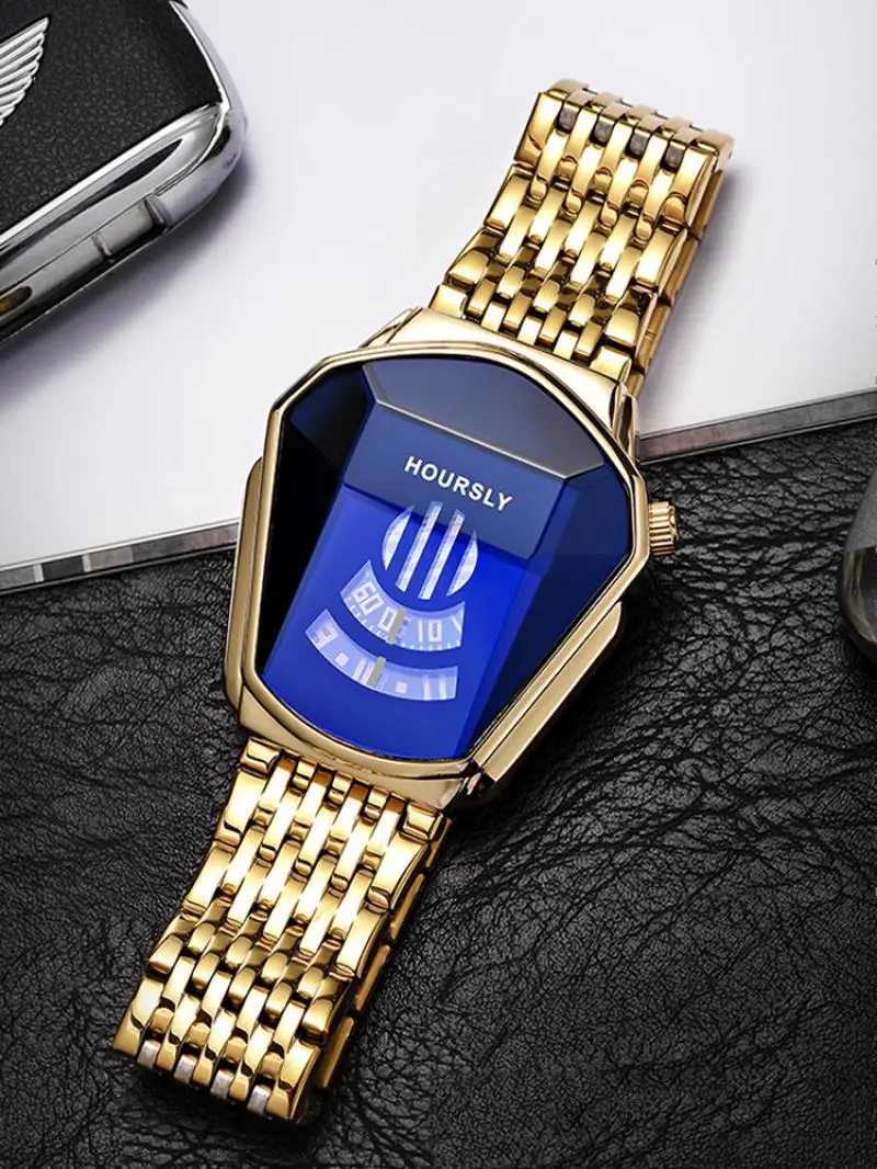 Gold Luxury Brand Trend Cool Men Wrist Watch Stainless Steel Technology Fashion Quartz Watch for Men Relogio Masculino M250526