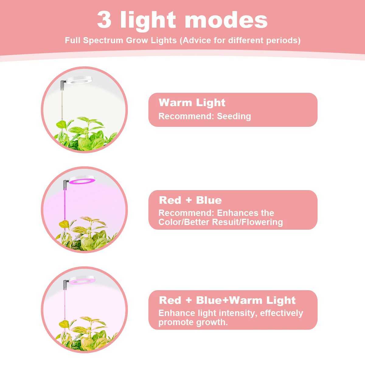 Full spectrum LED plant growth Light 3/9/12 Timing height adjustable three color temperature indoor pot succulent plant lightXJ250526