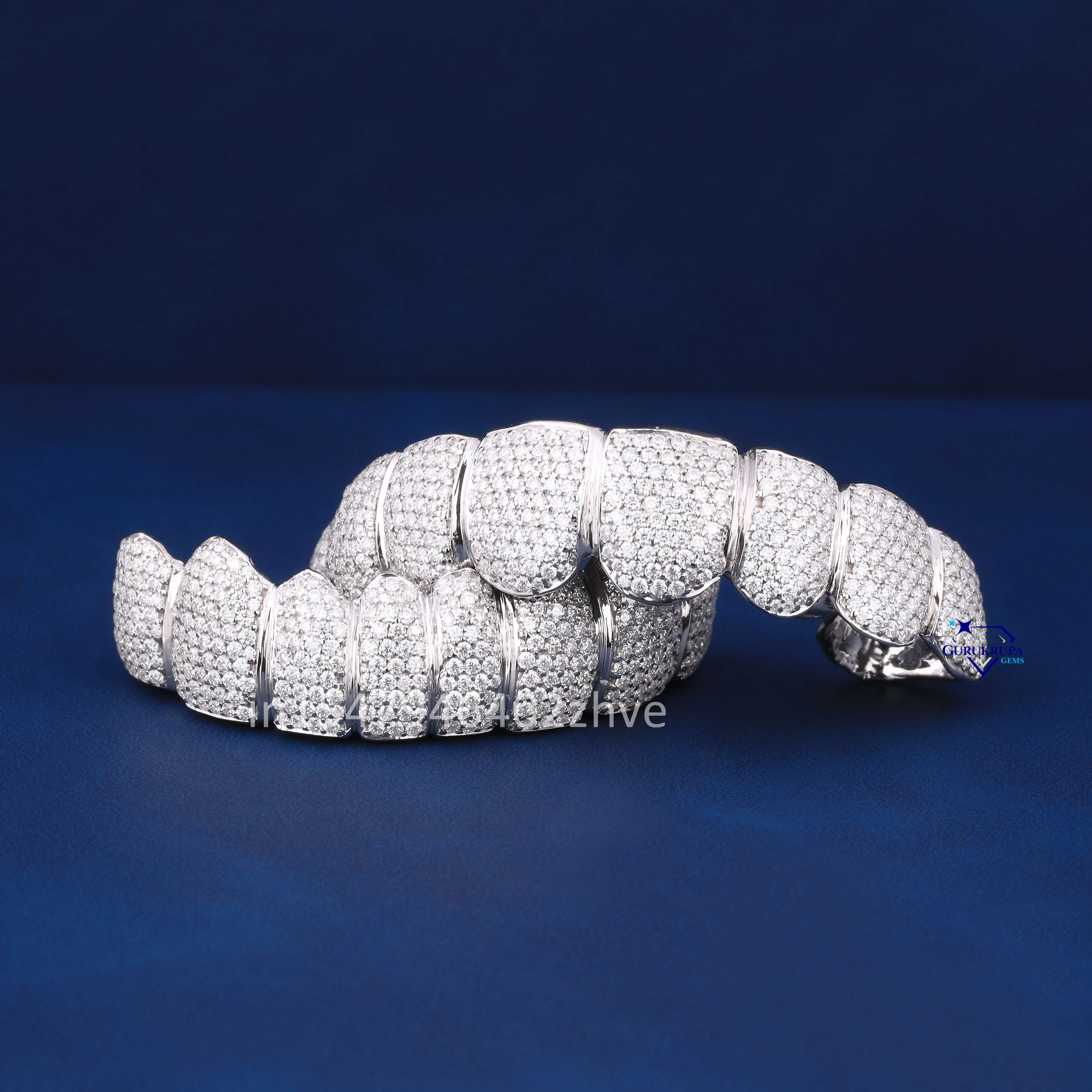 Hiphop Custom Grillz 925 Sterling Silver Honeycomb Setting Round Brilliant Cut Diamond Iced Out VVS Moissanite Grillz