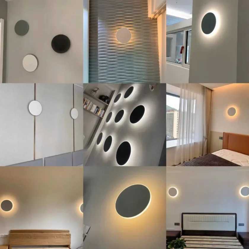LED Round Wall Lights for Hallway Living Room Bedroom Aisle Modern Sconce Lamp Decoration Lighting Induction Switch BackgroundXJ250526