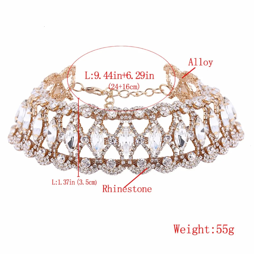 Rhinestone Choker Necklace Statement Necklaces For Women Big Fashion Necklace Collar Party Chunky Necklace Collier Bijoux 250519