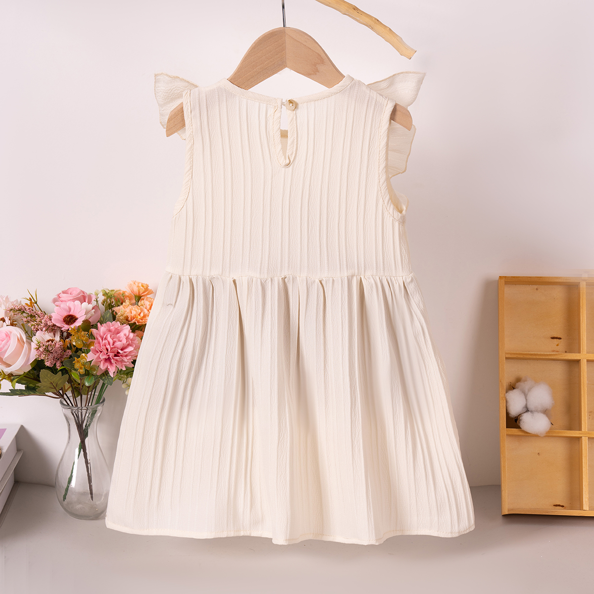 Baby Girl New Summer Casual Embroidered Dress, Baby Clothes Butterfly Sleeve Sweetheart Dress, Baby Designer Clothing for daily wear and outings. SS01