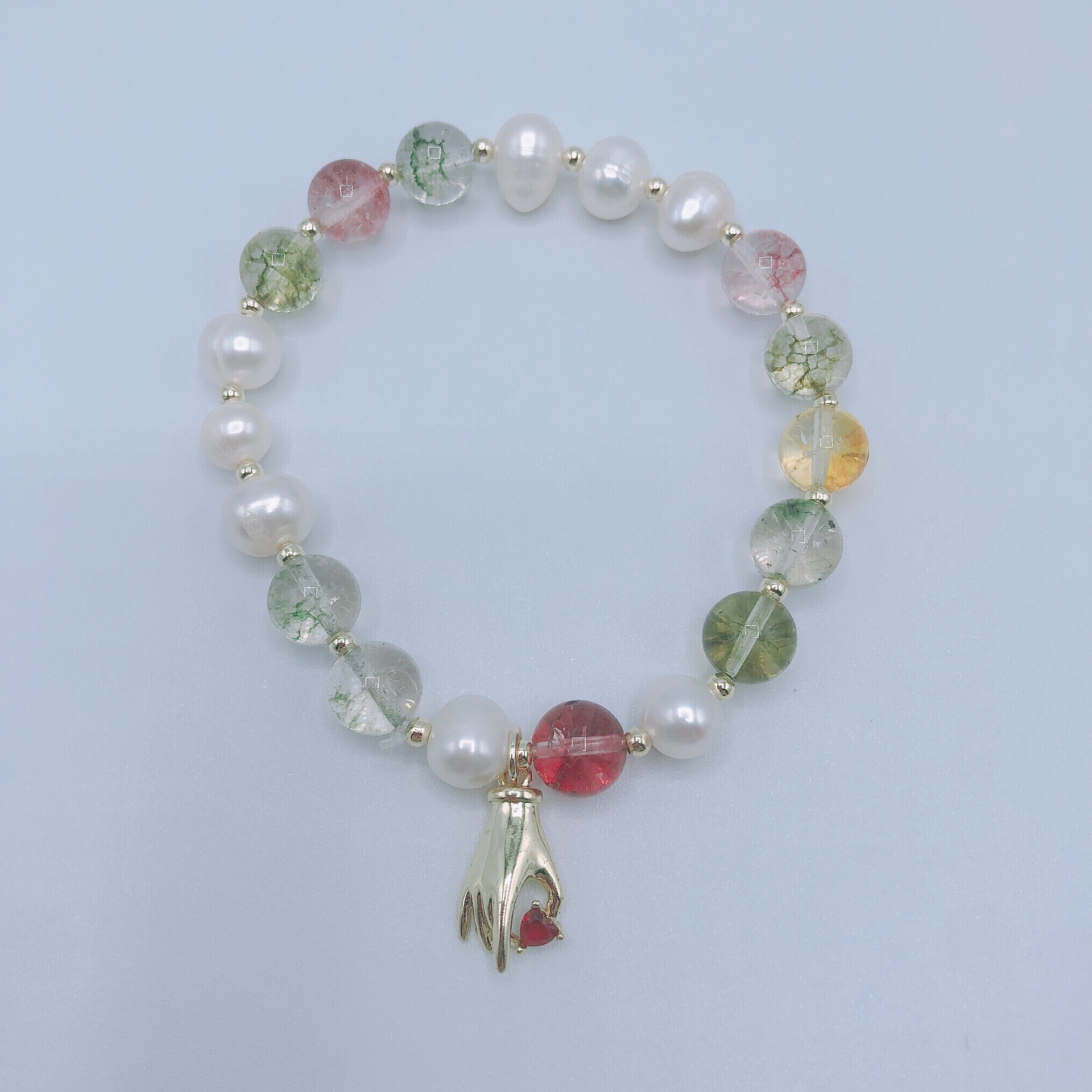 Fashionable Fresh Sweet Crystal Pearl Bracelet for Women with a High level Sense of ,