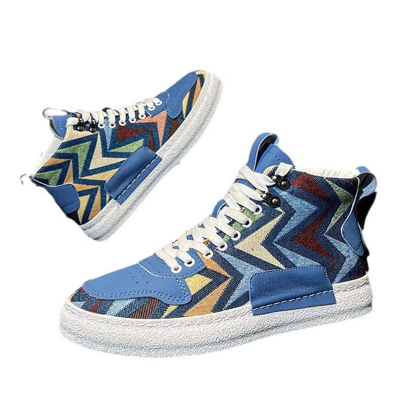 free shipping 2025 summer breathable high top canvas sneakers for men's casual versatile soft soled board shoes size 39-44