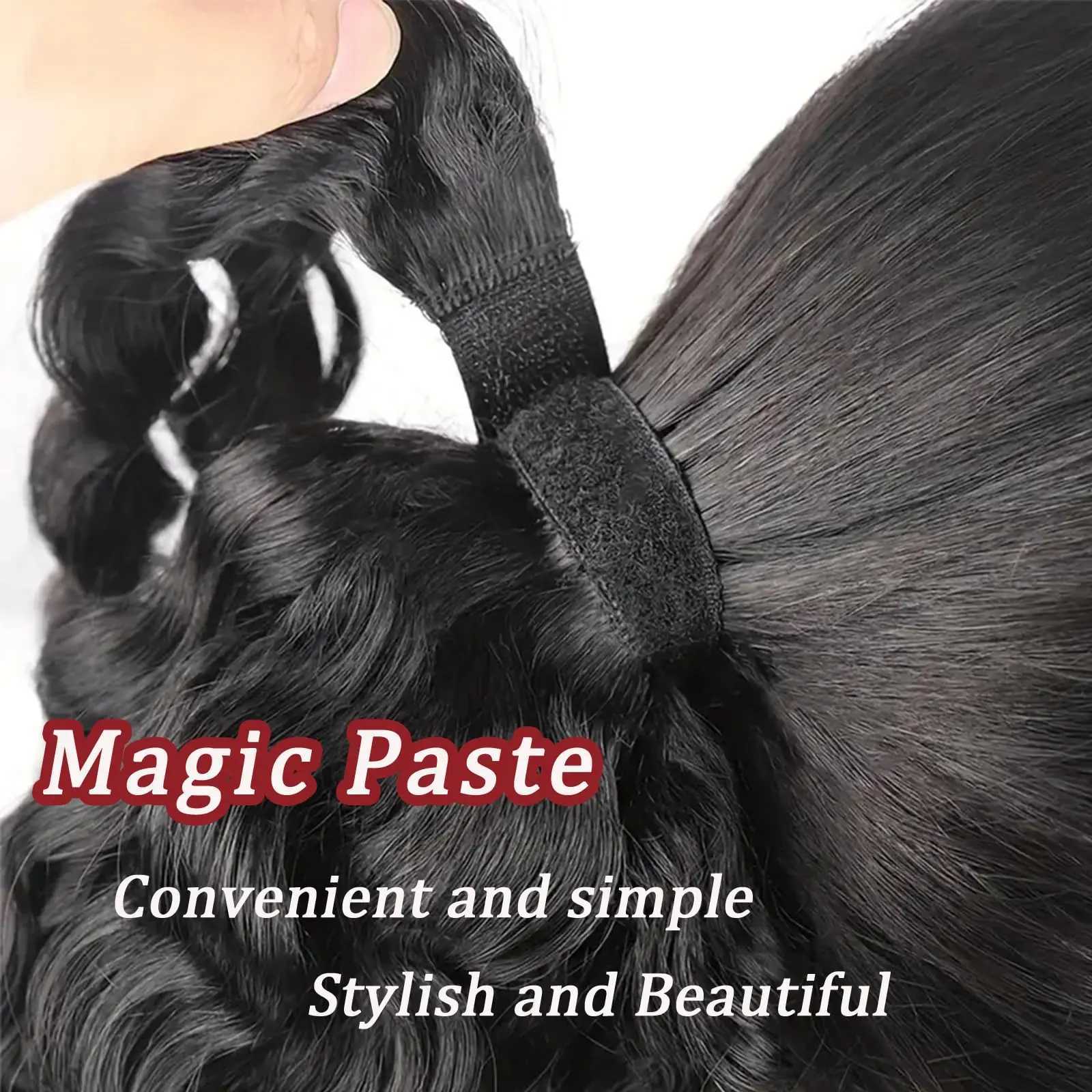 Brazilian Kinky Curly Wave Magic paste Ponytail Hair Extension 100% Human Hair Straight Wrap Around 100g Ponytail Hair S25526