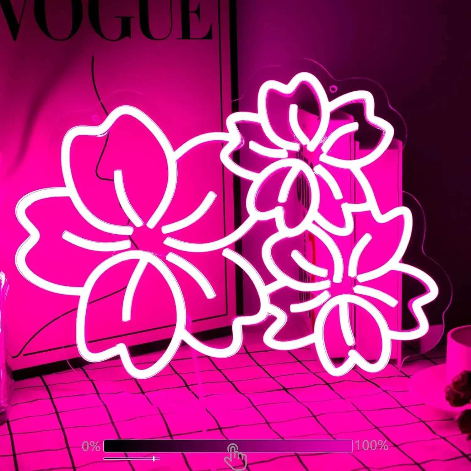 Cherry Flower Neon Sign LED Neon Light Sign Outdoor Indoor Night Light Wall Decor Beautiful Door Home Decor Drawing Room Gifts W250526