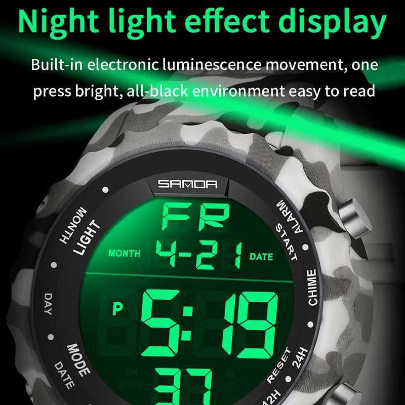 SANDA Top Brand G Style Camouflage Military LED Digital Watch Men Waterproof Clock Outdoor Sport Watches Male Electronic Watch M250526