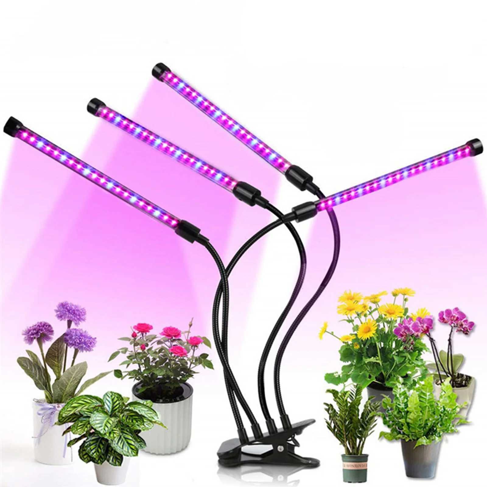 1pcs plant growth light 3/9/12h timer 3 lamp modes adjustable brightness indoor LED plant growth lightXJ250526